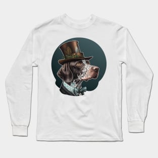 German shorthaired pointer with top hat Long Sleeve T-Shirt